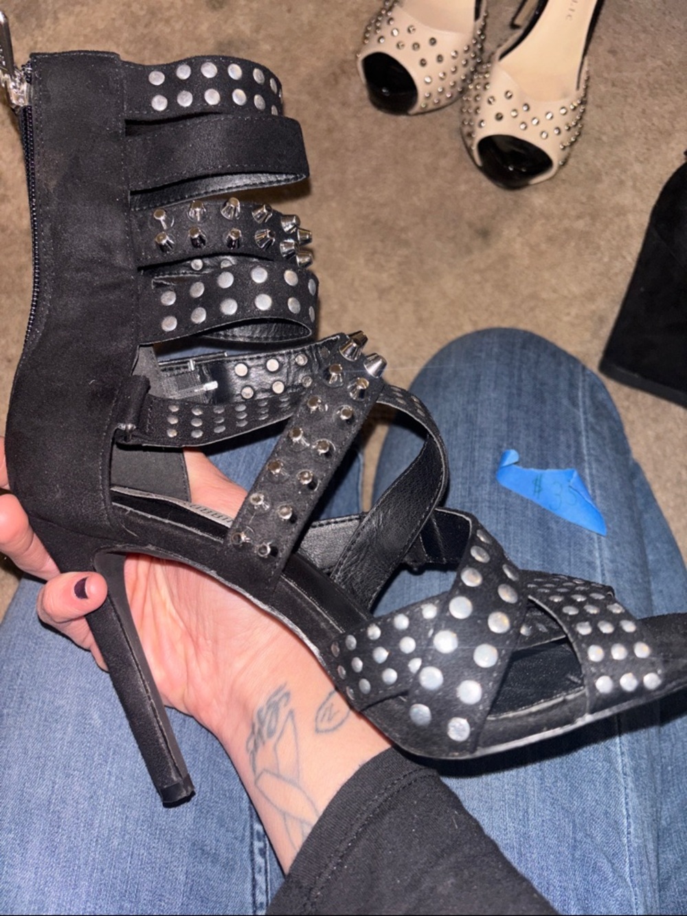 Cape Robbin Black Studded Gladiator Heels - Picture 7 of 8